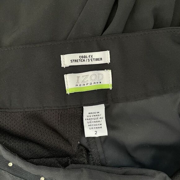 IZOD Shorts Womens 2 PerformX Cool-FX Activewear Black Stretch Golf 15" Inseam - Picture 6 of 7